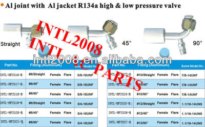 Flare fêmea beadlock mangueira montagem/conector/acoplamento com al al junta jaqueta r134a alta e baixa pressão de valor