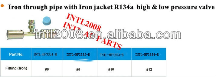 auto air conditioning hose fitting ac pipe fitting auto through pipe hose fitting with iron Jacket R134a Valve