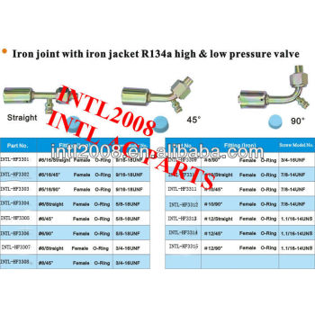 auto air condition fitting Female Oring hose fitting /connector/coupling with iron joint iron Jacket R134a Valve