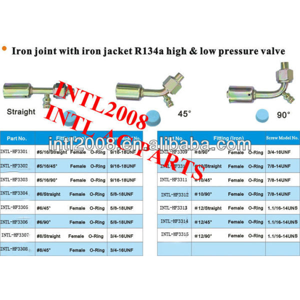 AUTO air conditioner Female Oring hose fitting /connector/coupling with iron joint iron Jacket R134a Valve