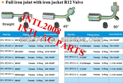 auto air conditioning hose fitting beadlock hose fitting AC beadlock fitting crimp on fitting with R12 service port