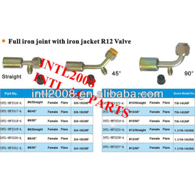 INTL-HF3307-A Auto AC bead lock hose fitting pipe fitting tube fitting ac adapter female Oring hose fitting with full iron Jonint R12 Valve