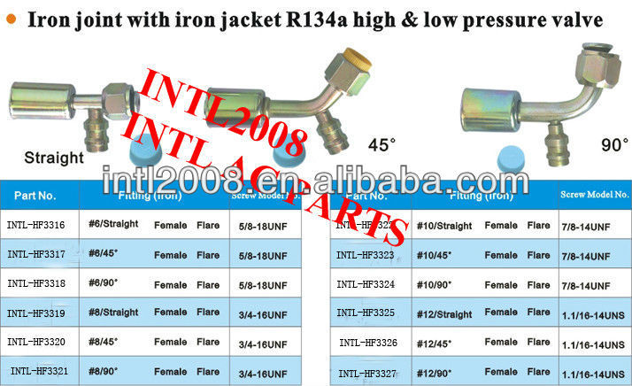auto air condition fitting Female flare hose fitting /connector/coupling with iron joint iron Jacket R134a Valve