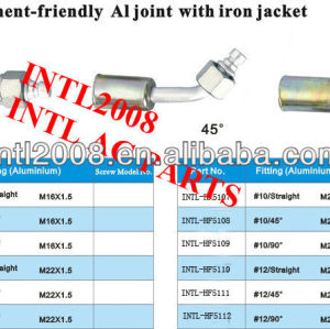 auto air condition fitting beadlock hose fitting with aluminum joint with iron jacket cap