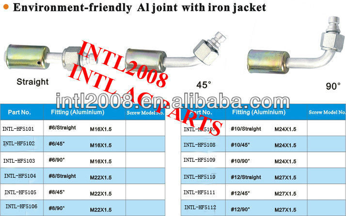 Auto AC beadlock hose fitting with aluminum joint with iron jacket cap for air conditioning