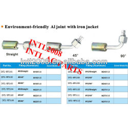 auto air condition fitting ac beadlock hose fitting with aluminum joint with iron jacket cap