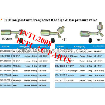 auto air conditioning female Oring hose fitting /connector/coupling with full Iron joint iron Jacket R12 Valve