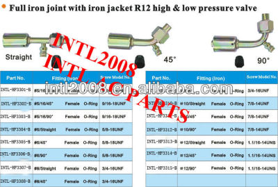 Auto ar condicionado oring feminino mangueira montagem/conector/acoplamento com ampla conjunta de ferro de ferro revestimento r12 válvula