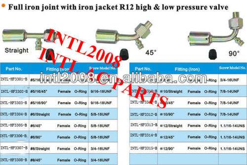 Auto ar condicionado oring feminino mangueira montagem/conector/acoplamento com ampla conjunta de ferro de ferro revestimento r12 válvula