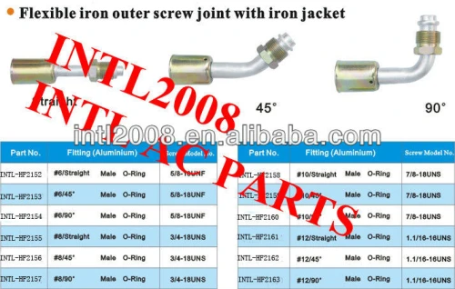 #8 45 degree male Oring R12 beadlock hose fitting /quick joint /connector/coupling with iron jacket cap