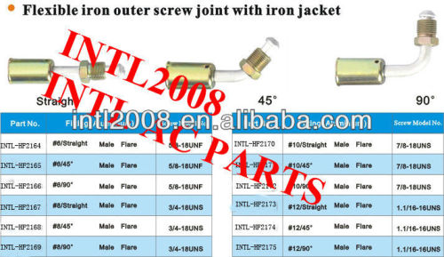 #6 45 degree male flare beadlock hose fitting /quick joint /connector/coupling with iron jacket cap