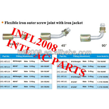 #12 45 degree male Oring R12 beadlock hose fitting /quick joint /connector/coupling with iron jacket cap for wholesale retail