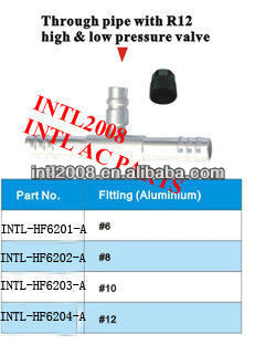 auto air condition through pipe hose fitting with R12 high and low pressure Valve
