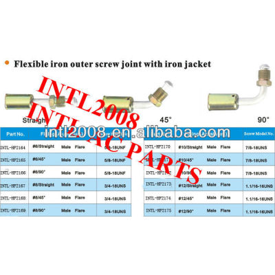 #8 90degree male flare beadlock hose fitting /quick joint /connector/coupling with iron jacket cap