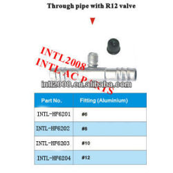 auto air condition fitting ac pipe fitting through pipe through pipe /pipe hose fitting with R12 Valve
