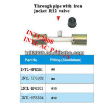 auto air condition fitting ac pipe fitting through pipe hose fitting with Iron jacket R12 Valve