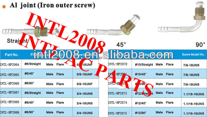 universal auto air conditioning hose barb fitting crimp on fitting hose connector #10 straight male FLARE