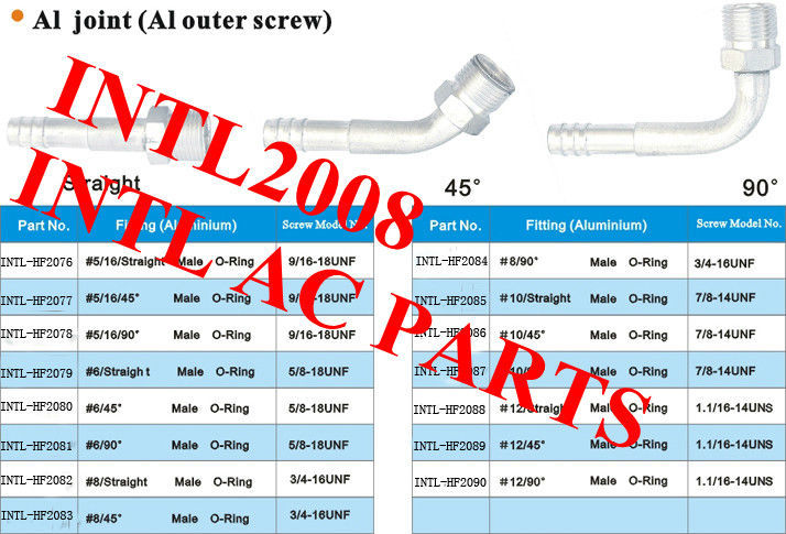 Auto air conditioning hose fitting hose barb fitting hose connecter Aluminum #6 45 degree 5/16 male O-Ring
