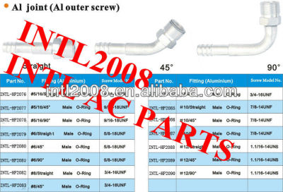 Universal auto air conditioning aluminum hose fitting hose barb fitting crimp on hose connector #8 45 degree male O-ring