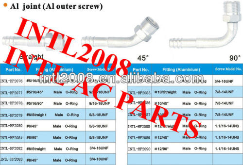 auto air conditioning hose fitting hose barb hose fitting crimp on fitting hose connector male O-ring #12 90 degree