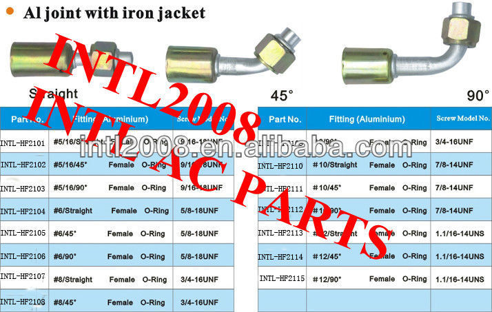 #8 straight female Oring beadlock hose fittings /connector/coupling with AL Joint iron jacket for wholesale and retail