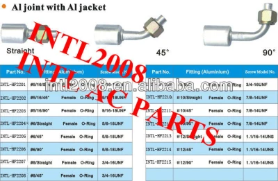 #8 45 degree degree female Oring beadlock hose fitting /quick joint /connector/coupling with AL jacket cap