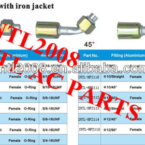 universal beadlock hose fittings auto air conditioning hose connector crimp on fitting #12 straight female O-ring