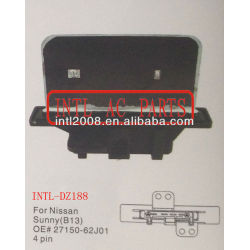 Aquecedor de ar reostato resistor resistor aquecedor ventilador do ventilador do motor resistor para nissan infiniti sunny 27150- 62j01 2715062j01
