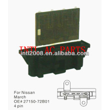 Um/c reostato aquecedor ventilador de motor resistor 27150- 72b01 2715072b01 para nissan micra 1992-2002