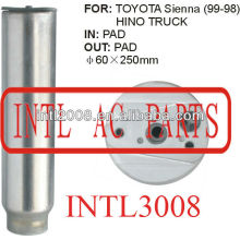 Toyota Sienna Hino caminhão receptor secador secador A / C acumulador para auto ar condicionado 60 X 250 MM
