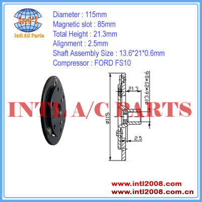 China manufacturer factory 115mm ac clutch hub FS10 FORD 13.6*21*0.6mm Auto a/c compressor clutch hub air conditioning