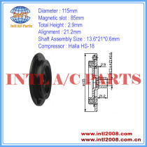 Halla HS-18/HS18 115mm ac clutch hub 13.6*21*0.6mm Auto a/c compressor clutch hub mass stock air conditioning China manufacturer factory