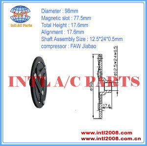 China manufacturer 98mm FAW Jiabao compressor ac clutch hub Shaft Assembly 12.5*24*0.5mm CLUTCH PLATE mass stock air conditioning