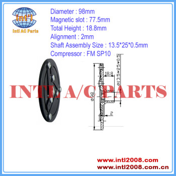 98mm FM SP10 CLUTCH PLATE compressor ac clutch hub Shaft Assembly 13.5*25*0.5mm mass stock air conditioning China manufacturer