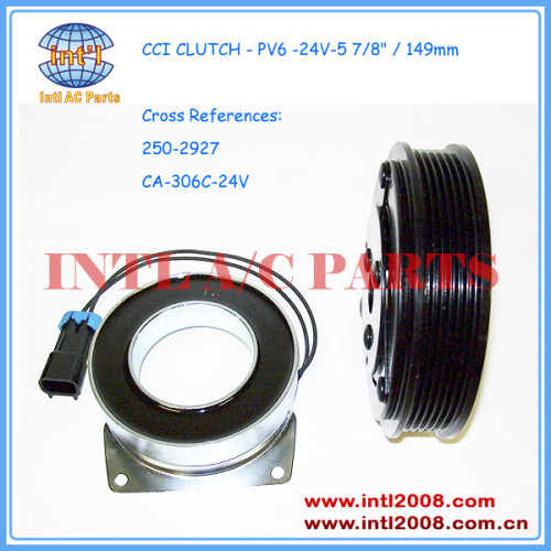 CCI clutch York 210 magnetic clutch pulley PV6 24V 5 7/8" / 149mm 250-2927 2502927 CA-306C-24V york compressor 6PK pulley
