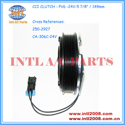 CCI clutch York 210 magnetic clutch pulley PV6 24V 5 7/8" / 149mm 250-2927 2502927 CA-306C-24V york compressor 6PK pulley