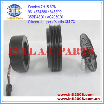 China manufacturer Auto ac clutch Citroen Jumper 230 / Xantia X1/ XM Y4 /ZX N2 Sanden 7H15 Compressor clutch 9614674380 6453P9 AC205020