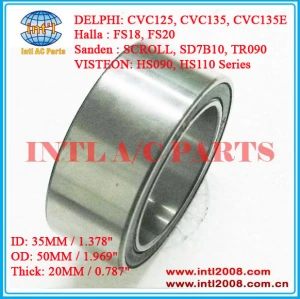 Automotive compressor clutch bearing for Mitsubishi MSC130 CVC125 CVC135 CVC135E Sanden SCROLL SD7B10 TR090 TRF090