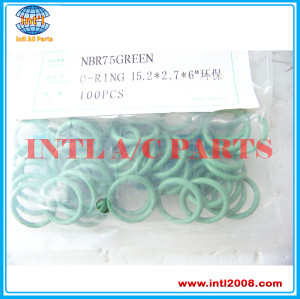 R134a car o-ring Size: 15.2* 2.7*6 green color 100pc/ bag auto parts o-ring China O-ring