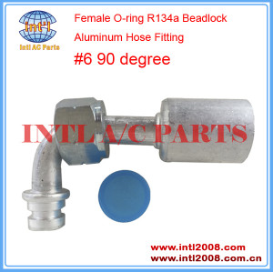INTL-HF5203 Female O-ring R134a Beadlock Aluminum Hydraulic Hose Fitting #6 90 degree