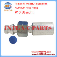 INTL-HF5207 Female O-ring R134a Beadlock Aluminum Hydraulic Hose Fitting #10 Straight Auto Air Conditioning Parts