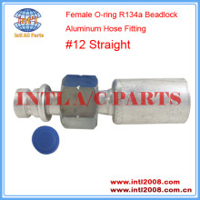 INTL-HF5210 #12 Straight Hydraulic Hose Fitting Female O-ring R134a Beadlock Aluminum Auto Air Conditioning Parts