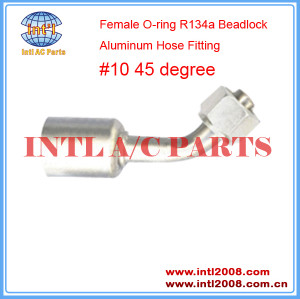 INTL-HF5208 #10 45 Degree Beadlock Aluminum Hydraulic Hose Fitting O-ring Female R134a