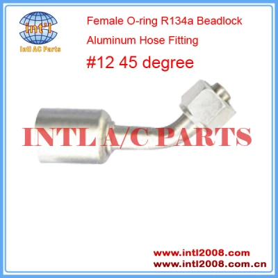 INTL-HF5211 #12 45 Degree Hydraulic Hose Fitting Beadlock Aluminum O-ring Female R134a