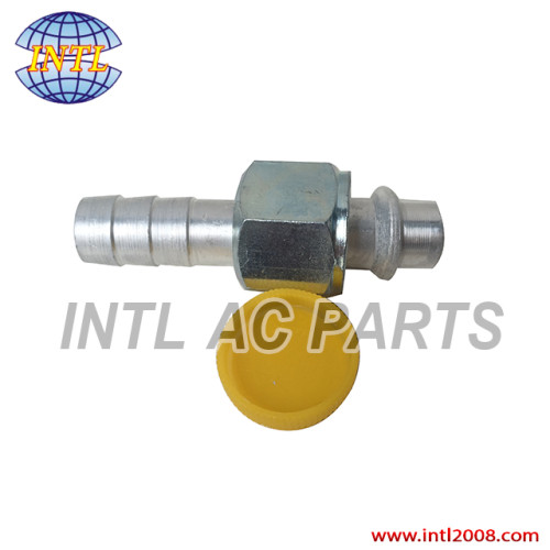 Auto air conditioner Aluminum 5/16" Straight (180 degree) Female O-ring Barb Hose fitting with iron cap