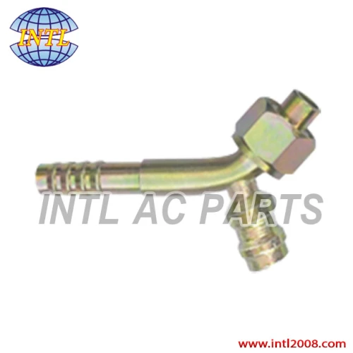 auto air conditioning hose barb fitting hose connector with R12 Service port female o-ring #8 90 degree