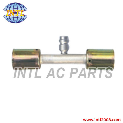 auto air conditioning beadlock hose fitting crimp on fitting hose splice with R134 a service port #12