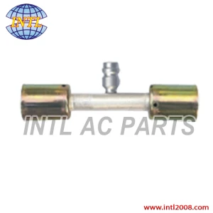 auto air conditioning beadlock hose fitting crimp on fitting hose fitting hose splice #6 with R134a service port