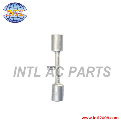 universal auto air conditioning AC beadlock crimp on fitting hose splice with R134a service port