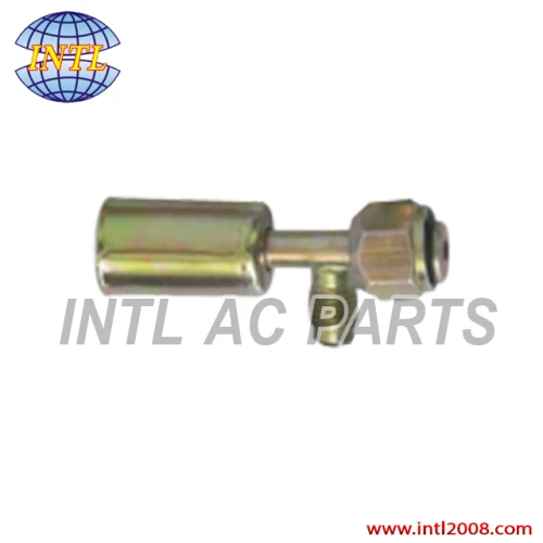 Auto air conditioning hose barb fitting hose fitting with R12 service port female #10 90 degree